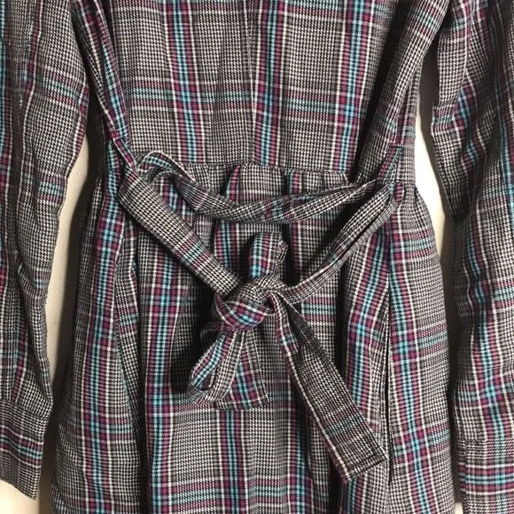 Vintage roxy plaid flannel fall‎ Y2K trench coat size small cute - Image 12