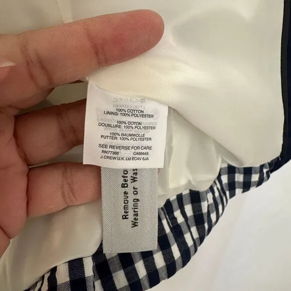 J.Crew Gingham Check Blazer Blue White Tuxedo Lapel‎ Professional Womens Size 2 - Image 6