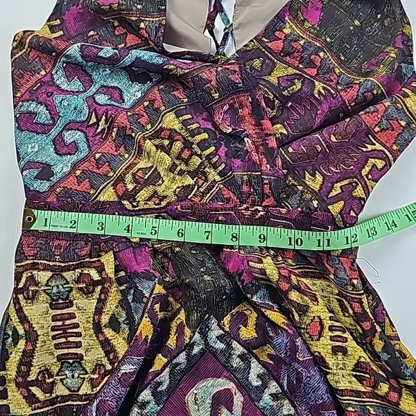Addie Multicolor Vibrant Open Back Lace Up‎ V-Neck Sleeveless Midi Dress Size S - Image 8