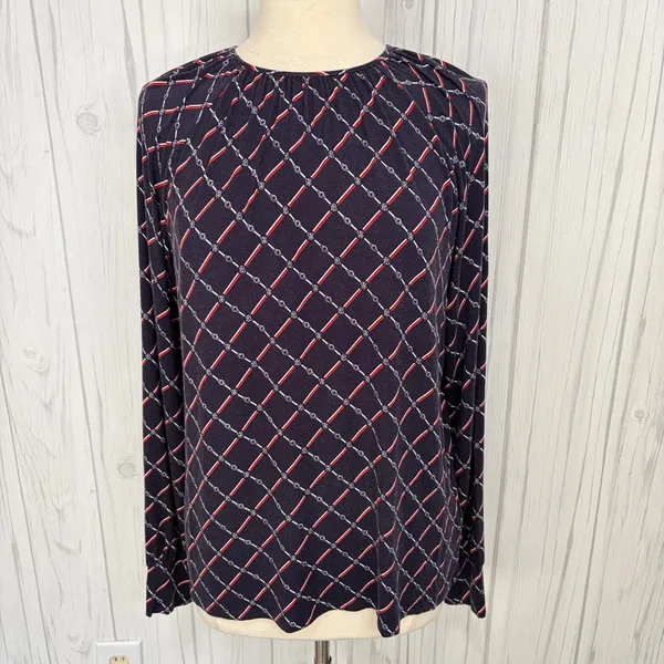 LAUREN RALPH LAUREN Jaralda Logo Chain Link Print‎ Long-Sleeve Blouse, Large - Image 2