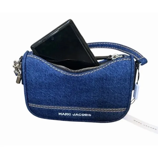 NWT Marc Jacobs Mini Drifter Denim Baguette Convertible Shoulder Bag Blue Y2K - Image 13