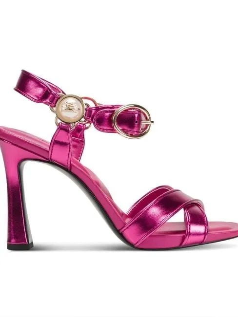 NEW $119 KARL LAGERFELD PARIS Women Daelin Square Toe Sandals Hot Pink Metallic - Image 3