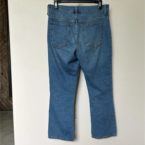 J Crew Jeans Mid Rise Flare Crop Womens 27 Button Fly Blue Retro Denim Preppy - Image 3