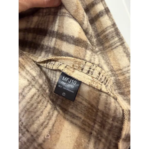 POL Plaid Faux‎ Fur Collar Sherpa Lined Shacket Jacket Women - Image 4