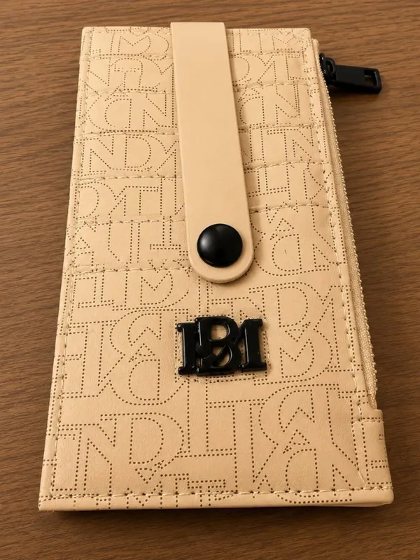 Badgley Mischka Beige Monogram Card Holder Zip Wallet NWT - Image 3