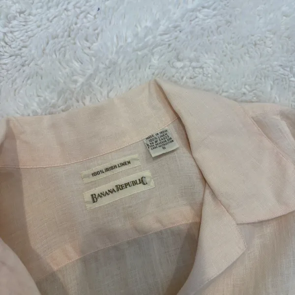 VGT Banana Republic Womens Pink Irish Linen Button Up Cottage Pheasant Fairy S - Image 6