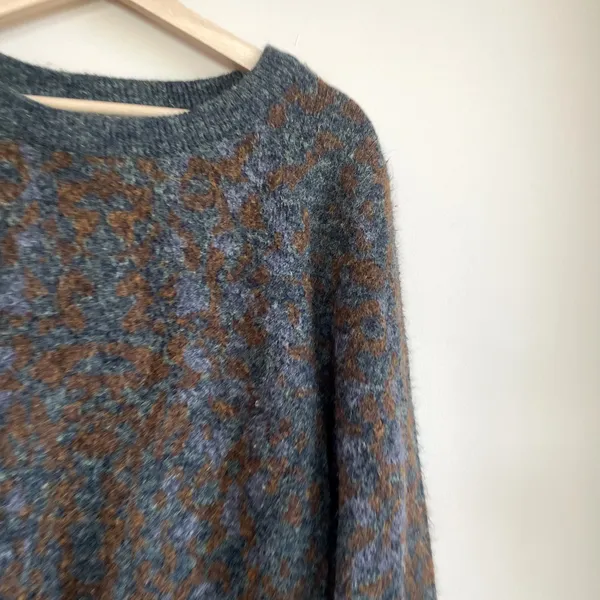 John + Jenn gray orange knit pullover sweater women's size large wool‎ blend - Image 2