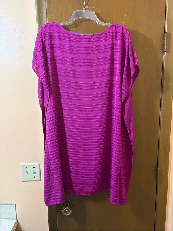 Anna Cate Fuchsia Textured Stripe Mini Dress - Image 2