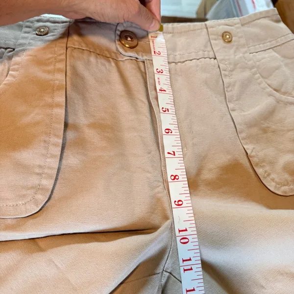 Cato Capri Pants Women 14 Tan Cotton Twill Front Patch Pocket Cropped - Image 6