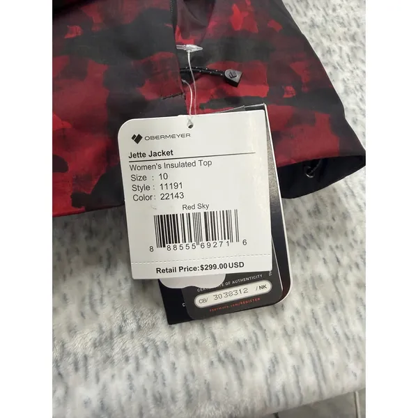 Obermeyer Jette Jacket Womens 10 Red‎ Sky Camo Insulated Ski Snowboard 11191 NEW - Image 2