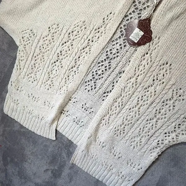 Knox Rose Medium Ivory Open Knit Cardigan Shrug Open Front Boho Western NEW #170 - Image 3