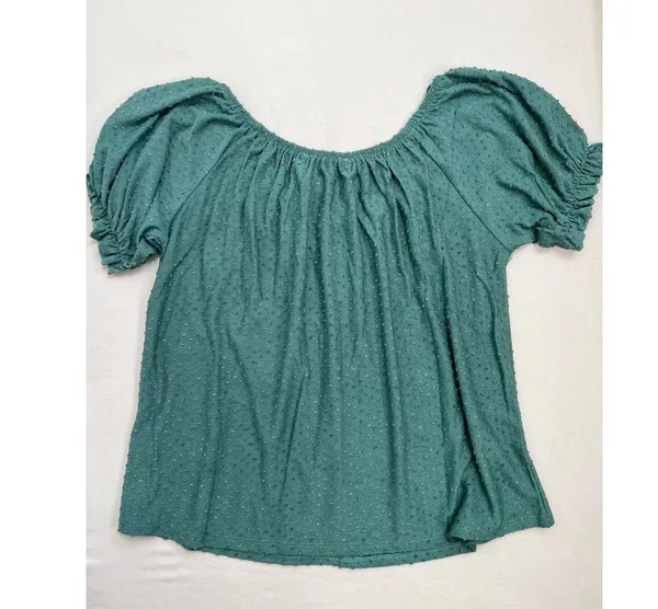 Philosophy Womens Size S Green Swiss Dot Puffed Sleeve Blouse Bohemian - Image 3