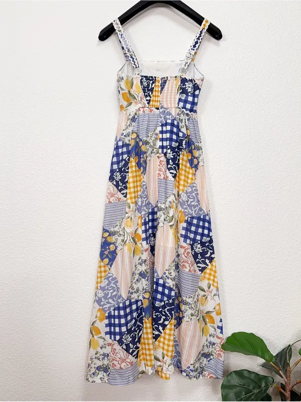 Moon River Patchwork Print Cotton Midi Dress Off White Multi $108 Small - Image 6
