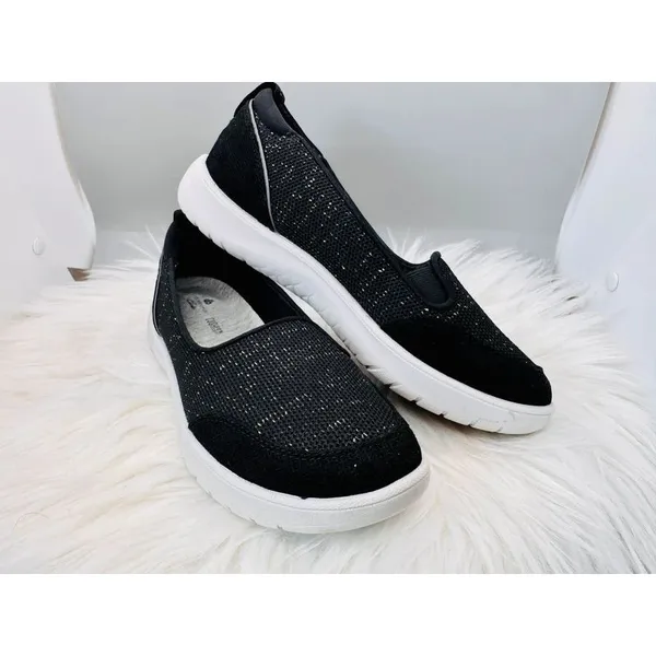 Clarks Cloudsteppers Adella Knit Slip On Sneakers Black Shimmer Cushion Sz 5 - Image 2