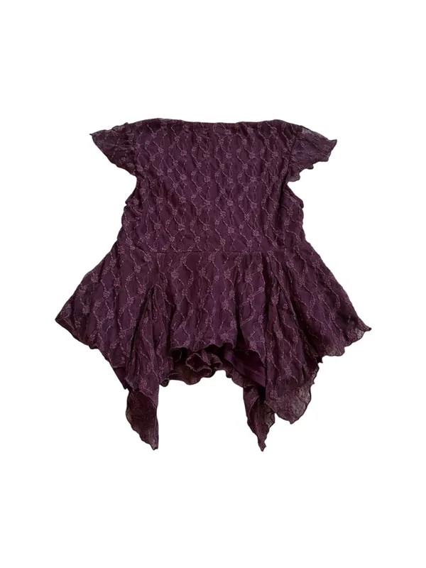 Womens Purple Lace Cap Sleeve Babydoll Top Dark Fairy Grunge Romantic Ethereal - Image 6