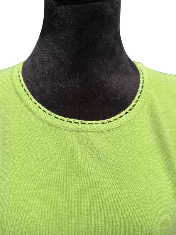 Designers Originals Lime Green Crochet Sleeve Knit Top Large‎ Cottagecore Boho - Image 6