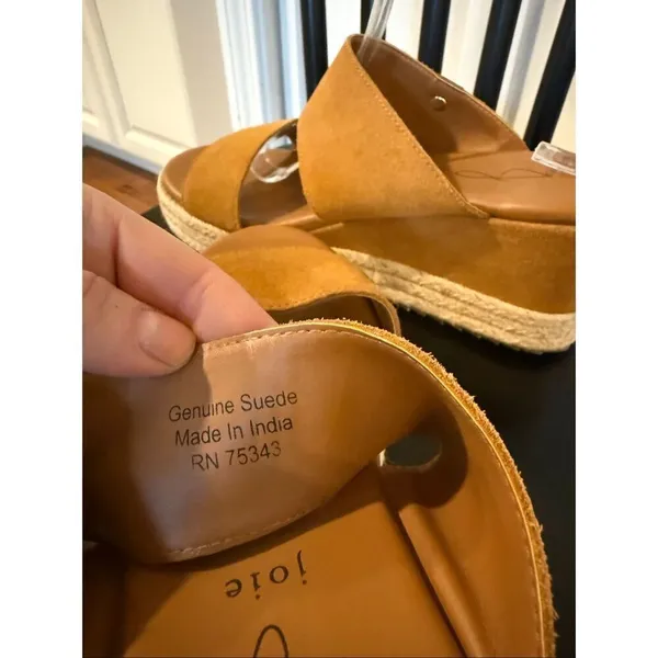 Joie genuine tan suede wedge espadrille sandals size 9.5 - Image 4