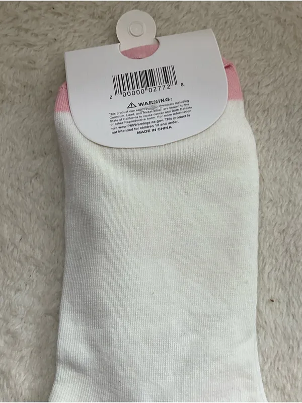 Cropped White & Pink Floral Crew Socks - Image 4