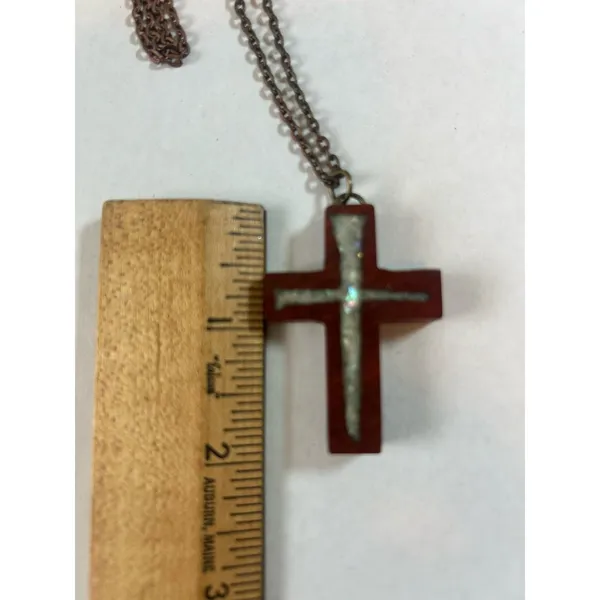 Handmade Cross Necklace 24” Chain Silver Tone Religious Faith Pendant Gift - Image 7