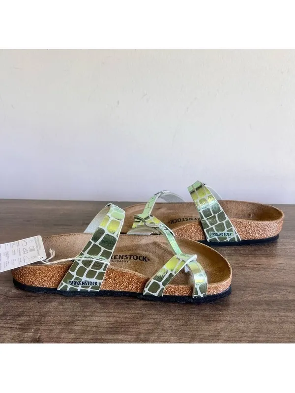 Birkenstock Mayari Gator Gleam Mineral Green Unisex Sandal Size 37 aka 6 #B1902 - Image 12