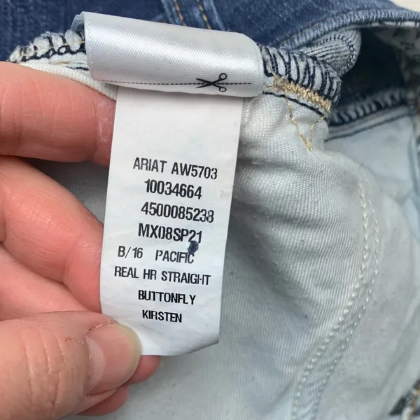 Ariat size 31 short high rise straight Real Denim Jeans Blue Stitching cowgirl r - Image 8