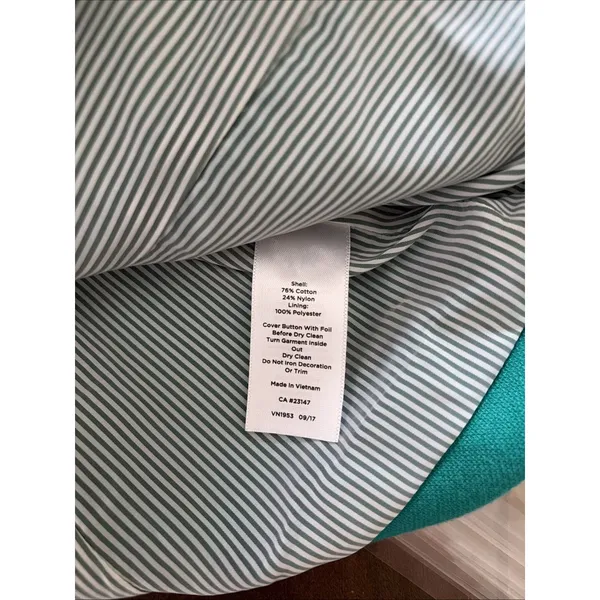 Talbots Aberdeen Knit Blazer Womens Size 10 Green Navy Trim Career Cotton Blend - Image 7