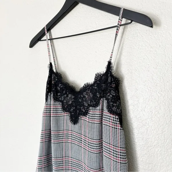 Abercrombie & Fitch Womens Lace Trim‎ Tank Top Grunge Punk Houndstooth Y2K XS - Image 3