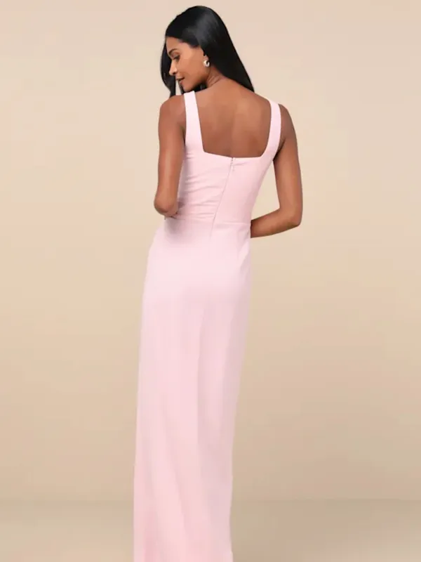 Lulus Glamorous Disposition Light Pink Ruched Maxi Dress Size Small - Image 2