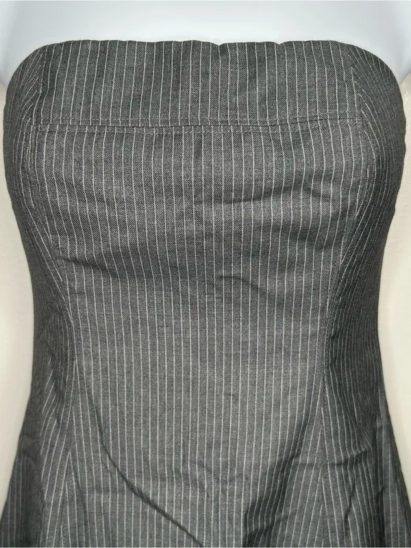 Le Lis Strapless Grey Pinstriped Mini Dress Size XS - Image 3