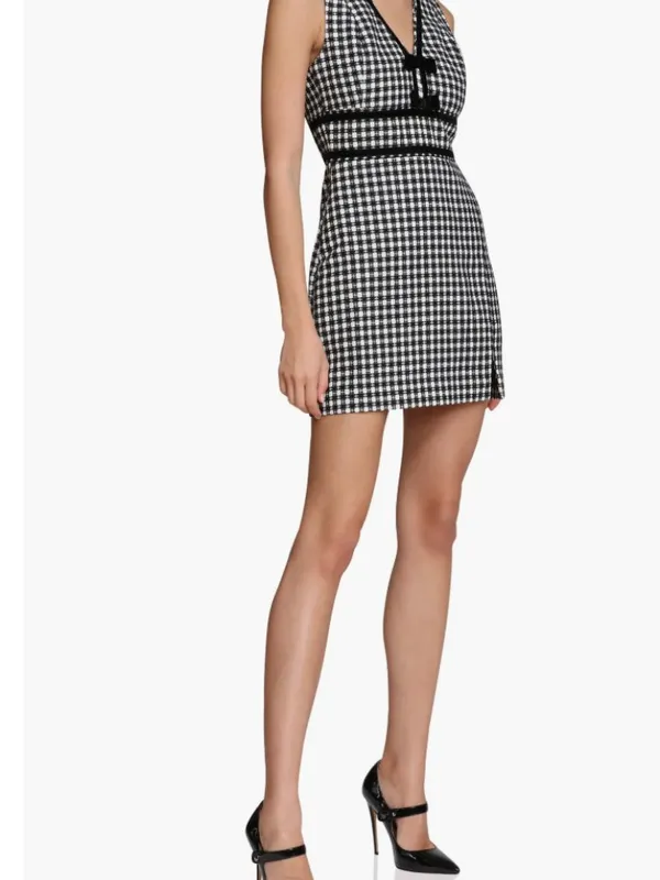 NWT Avec Les Filles Women's Black Bow Tweed Dress SZ-6 - Image 8
