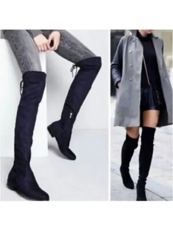 Marc Fisher Humor 2 Over-the-Knee Flat Riding Boots Women's Size 8 Navy Blue - Image 2