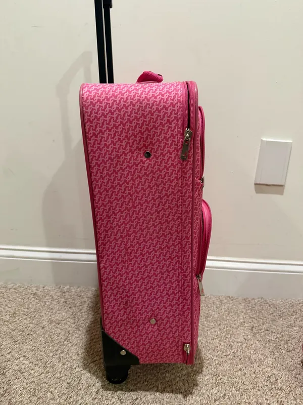 Girls Pink Patterned Travel Tote and Carry-On Set - Image 2