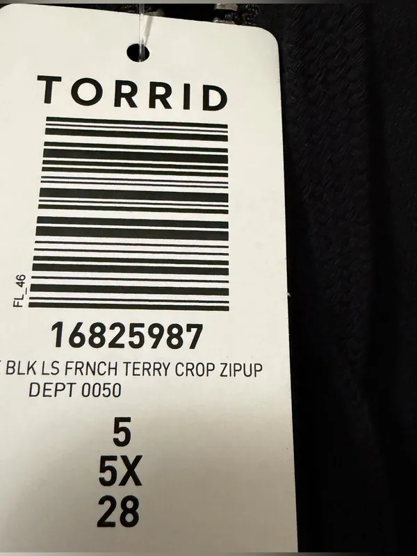 Torrid Lightweight French Terry Zip-Up Crop Hoodie Black 6X NWT‎ - Image 8
