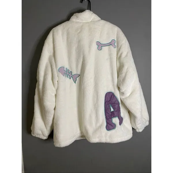 Aelfric Eden White Sherpa SEA Bones FishScale Zip Up Jacket Size Small NWT - Image 4