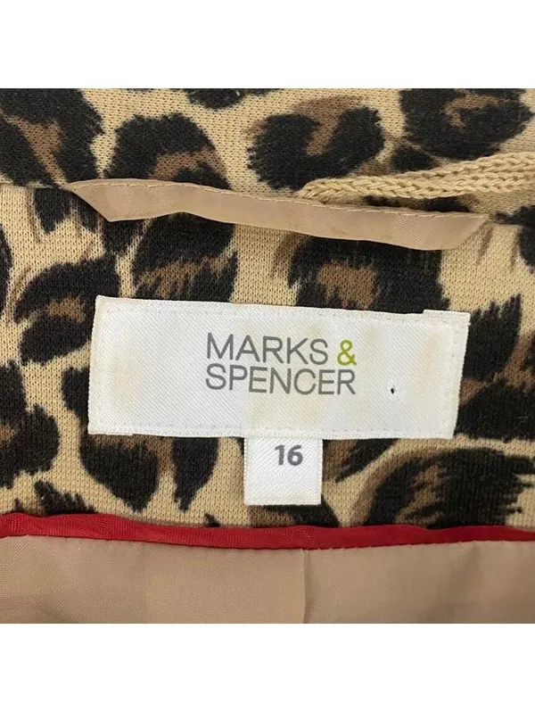 Marks & Spencer Leopard Print Button Shoulder Pads Blazer Size 12 Brown - Image 4