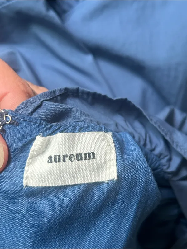 AUREUM Mini Fit And Flare Smocked Blue Dress Size Small - Image 10