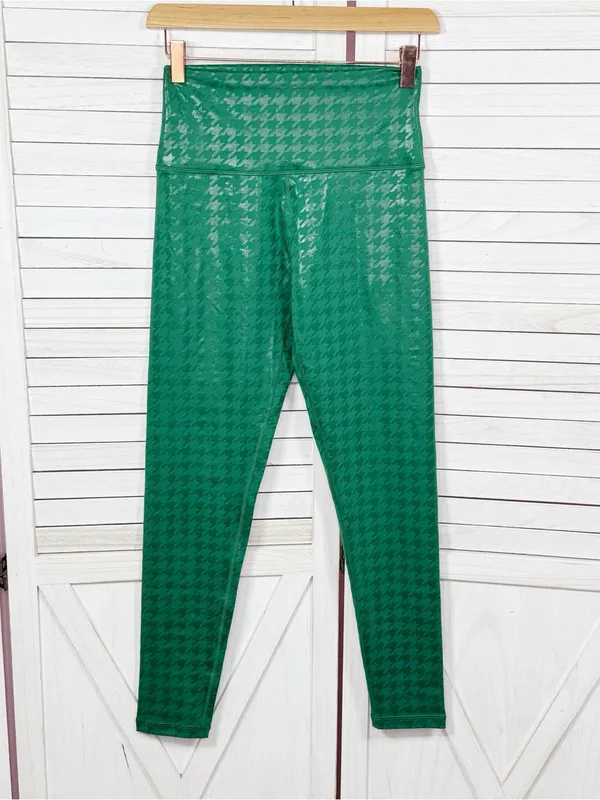 Offline Aerie Houndstooth Hugger High‎ Waisted Ankle Leggings Green Medium - Image 2