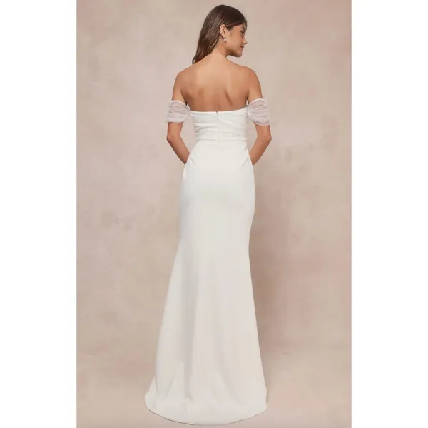 NEW Lulus Profound Glamour Ivory Pearl Off-the-Shoulder Tulip Maxi Dress Large - Image 2