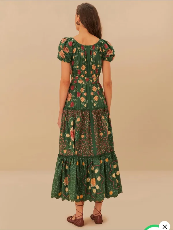 FARM Rio Green Pineapple Garden Organic Cotton Maxi Dress Size M - Image 3