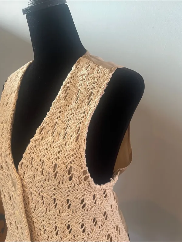 Beige crocheted ladies vest with a boho festival vibe - Image 4