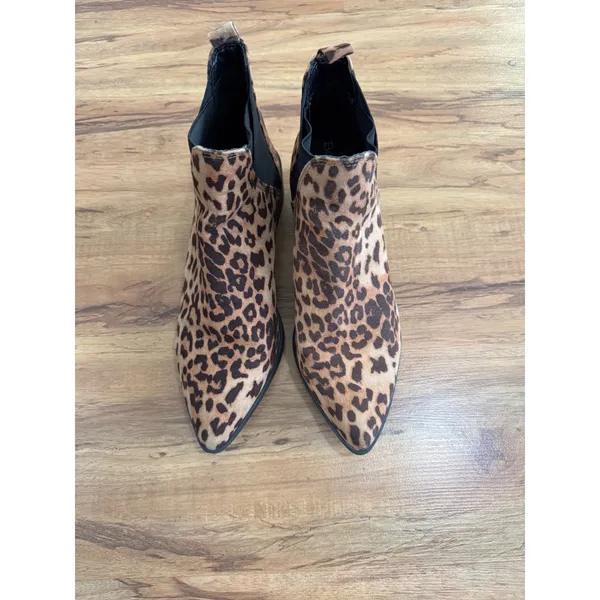 Bella Vita Leopard Print Ankle Boots Pointed Toe Chelsea Booties Brown Black‎ 9 - Image 11