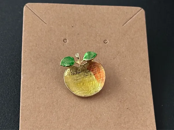 Beautiful Apple / Peach Enamel Lapel TAC Pin Brooch Cute! - Image 2