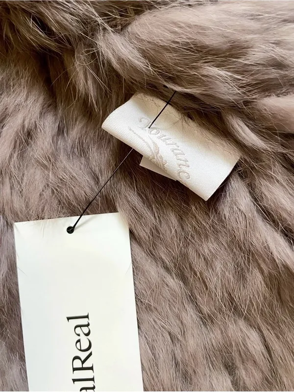 Tourance Genuine Real Rabbit Fur Vest Taupe Brown Soft Luxe Boho NEW - Image 4