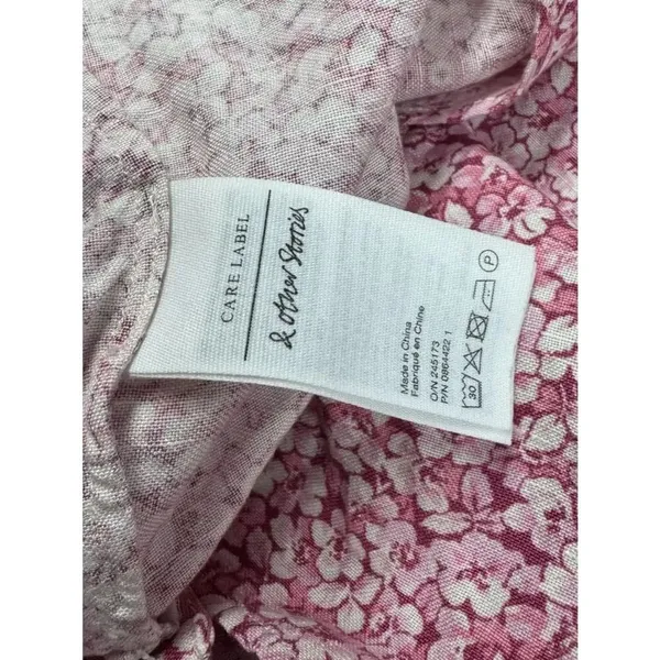 & Other Stories Puff Sleeve Linen Blend Mini Dress Pink Ditsy Floral Women’s 2 - Image 5