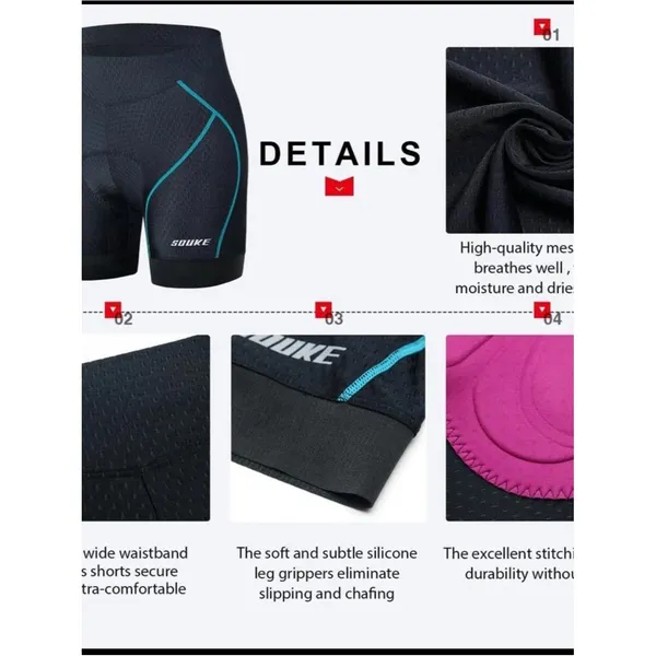 SOUKE Sports Women's Large 4D Padded Quick Dry Cycling Underwear Shorts - Image 3
