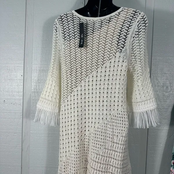 Nic + Zoe Womens Beach Strool Knit Fringe Casual Dress Ivory Size Small NWT - Image 9
