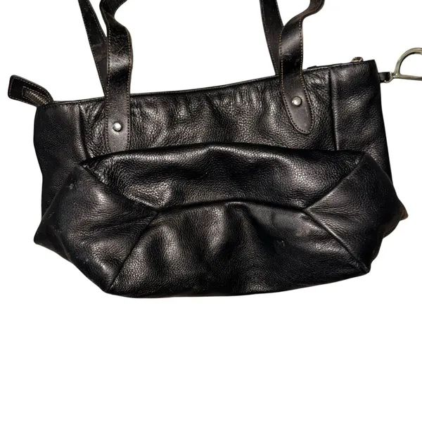 Lauren Ralph Lauren Vintage Black Pebbled Leather Tote Shoulder Bag Purse - Image 2