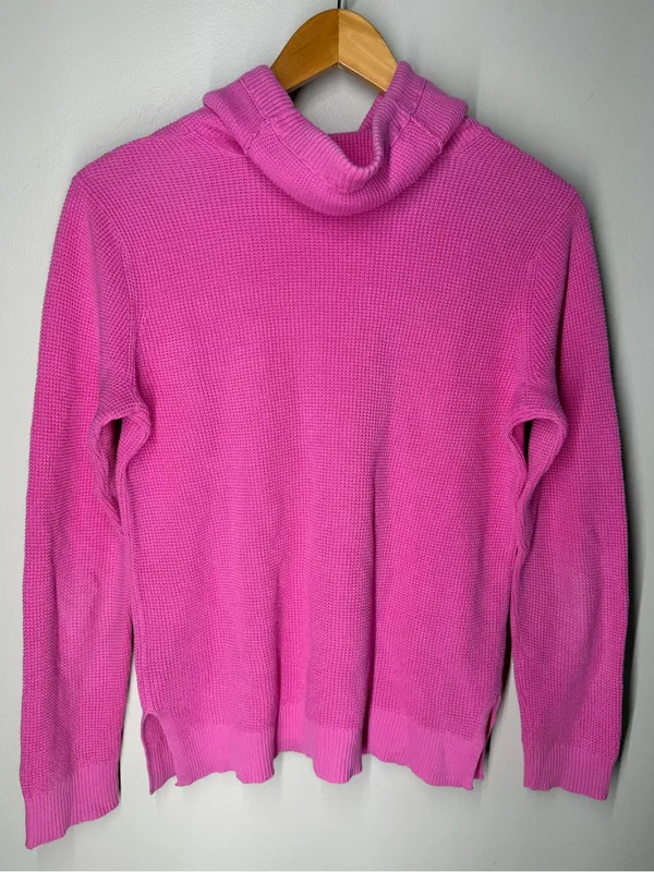Lauren Ralph Lauren‎ Cotton Waffle Knit Cowl Neck Pullover Sweater Preppy Pink - Image 10