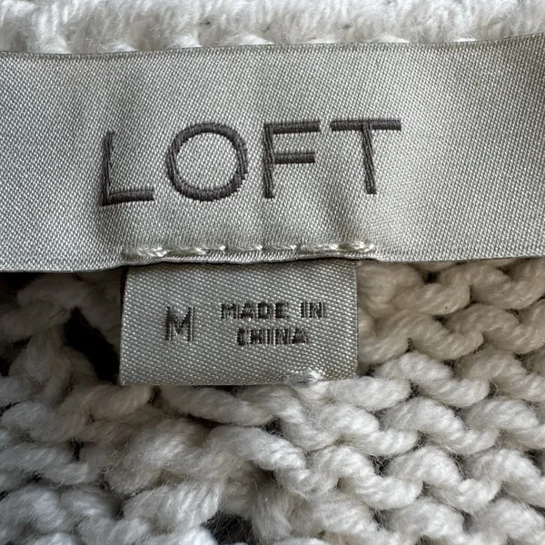 Ann Taylor LOFT‎ Bobble Sweater Womens Size Medium Ivory Diamond Open Knit - Image 12