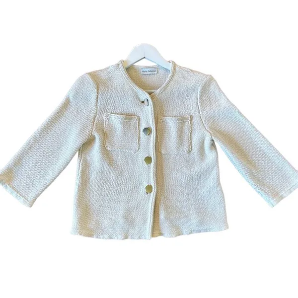 Maria Bellentani ladylike gold button cardigan sweater small - Image 2